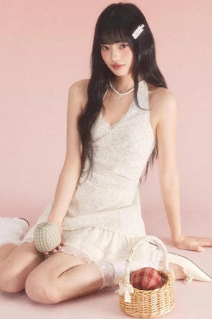 Halterneck Lace Floral Dress