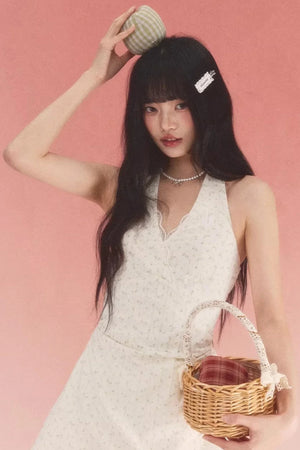 Halterneck Lace Floral Dress