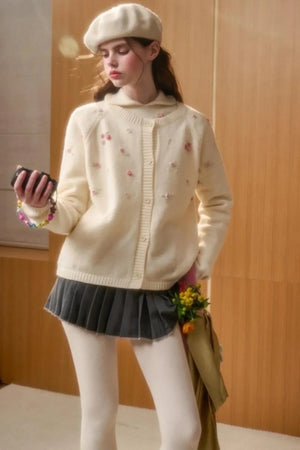 Hand-Embroidered Wool Cardigan