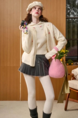 Hand-Embroidered Wool Cardigan