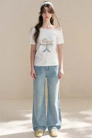 Hand-Painted Lace Off-Shoulder Top