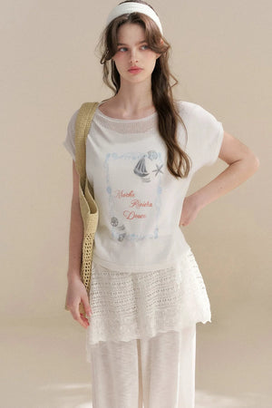 Hand-Painted Nautical Knit Top