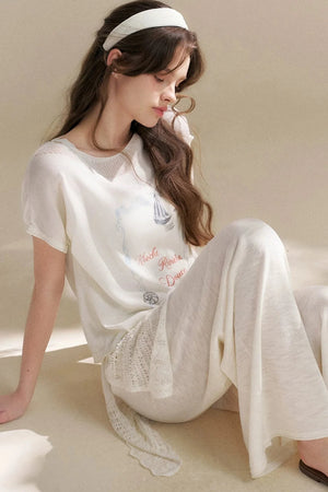 Hand-Painted Nautical Knit Top