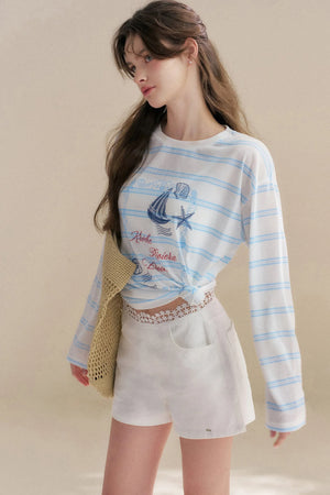 Hand-Painted Nautical Stripe T-Shirt