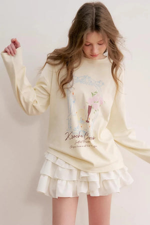 Hand-Painted Rose Cotton Top