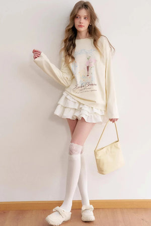 Hand-Painted Rose Cotton Top