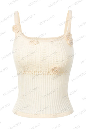 Handmade 3D Flower Hollow Knit Camisole
