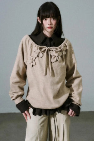 Handmade Floral Knit Sweatshirt