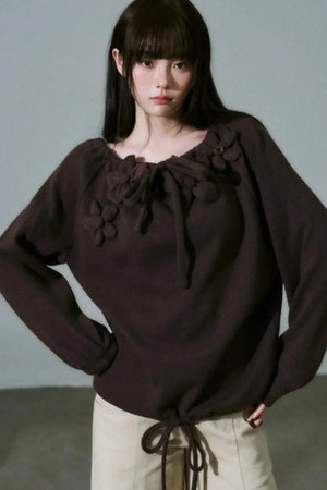 Handmade Floral Knit Sweatshirt