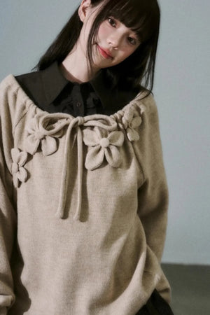 Handmade Floral Knit Sweatshirt