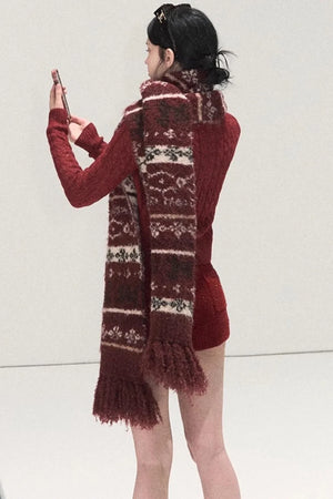Handmade Wool Fair Isle Scarf