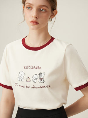 Happy Puppy Shoulder Short Sleeve T-Shirt