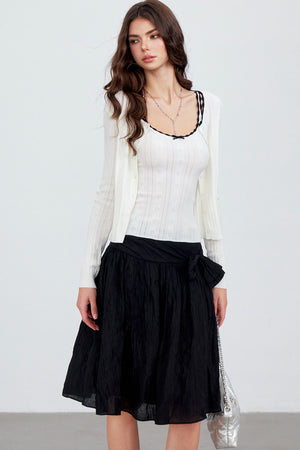 Heart Hollow Ruffle Knit Camisole And Cardigan Set-Up