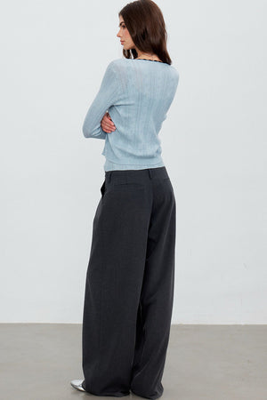 Heart Hollow Ruffle Knit Camisole And Cardigan Set-Up