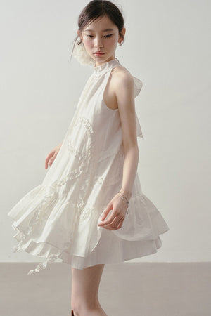 Heart Ruffle Sleeveless Halter Dress