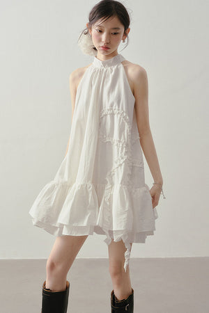 Heart Ruffle Sleeveless Halter Dress