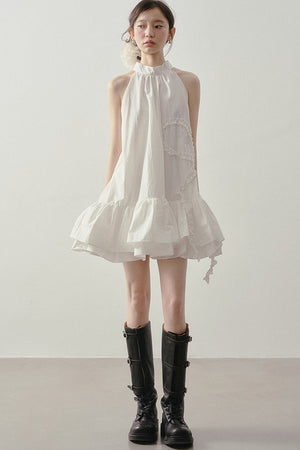 Heart Ruffle Sleeveless Halter Dress
