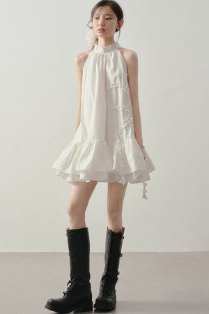 Heart Ruffle Sleeveless Halter Dress
