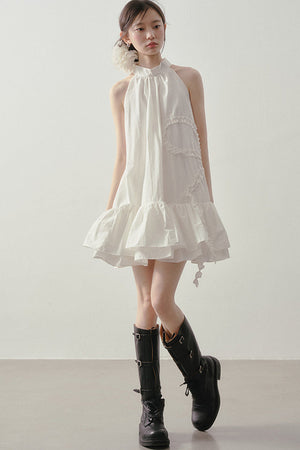 Heart Ruffle Sleeveless Halter Dress
