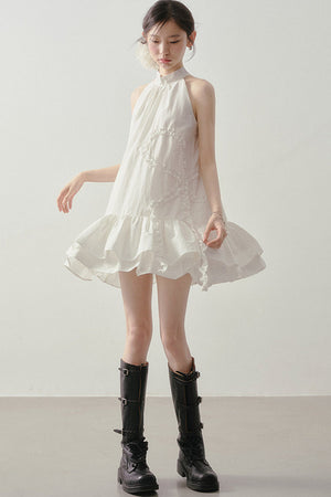 Heart Ruffle Sleeveless Halter Dress