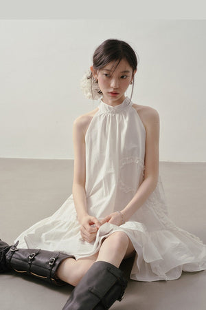 Heart Ruffle Sleeveless Halter Dress