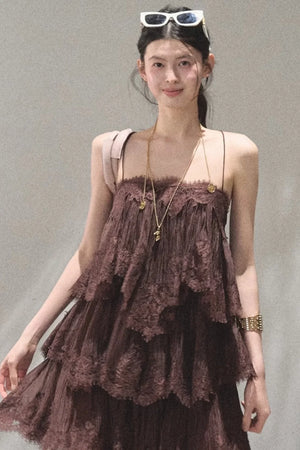 Heartbeat Lace Tiered Dress Camisole Set-Up