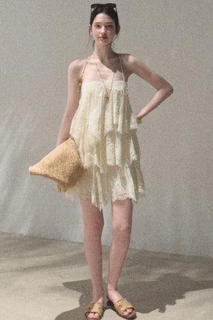 Heartbeat Lace Tiered Dress Camisole Set-Up