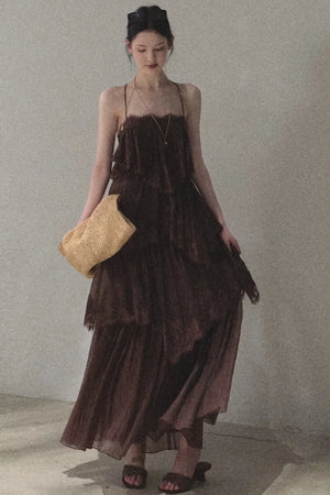 Heartbeat Lace Tiered Dress Camisole Set-Up