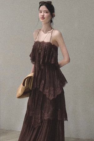 Heartbeat Lace Tiered Dress Camisole Set-Up