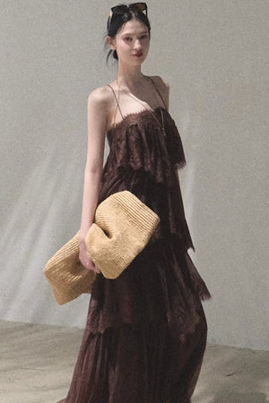 Heartbeat Lace Tiered Dress Camisole Set-Up
