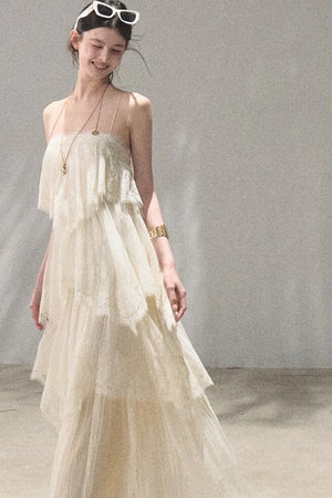 Heartbeat Lace Tiered Dress Camisole Set-Up