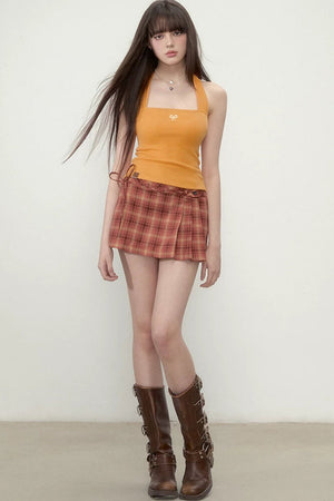 Heavy Embroidery Bow Halter Tank Top