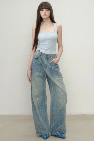 Heavy Embroidery Bow Halter Tank Top