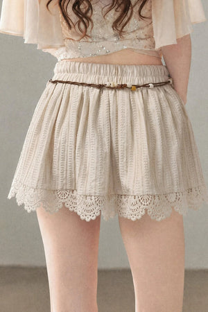 Heavy Embroidery Lace Mini Skirt