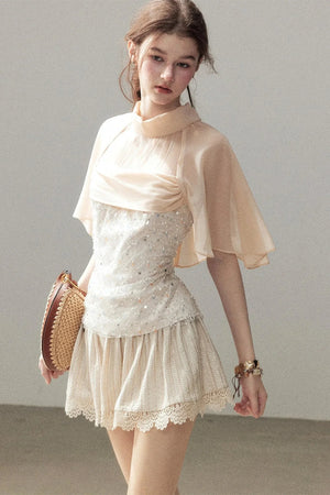 Heavy Embroidery Lace Mini Skirt
