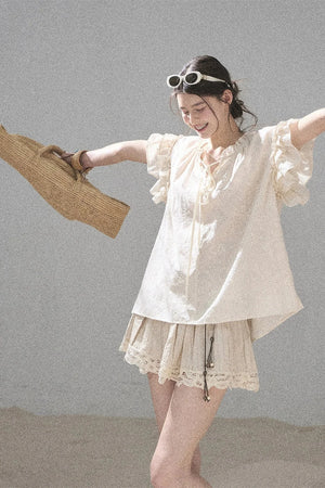 Heavy Embroidery Lace Mini Skirt