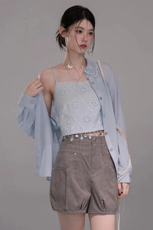 Heavy Embroidery Vest Set