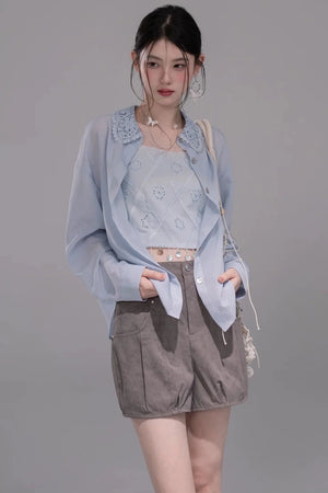 Heavy Embroidery Vest Set