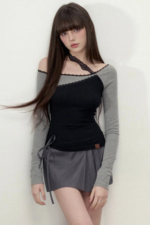 Heavy Lace Color-Block Top