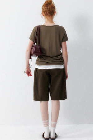 Henley Knit Short Sleeve Lyocell Top