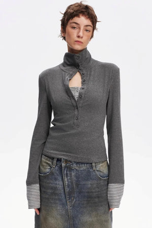 Henry Collar Knitted Top