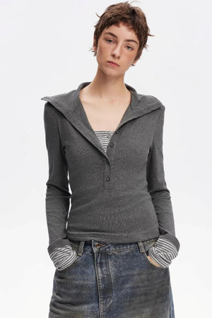 Henry Collar Knitted Top