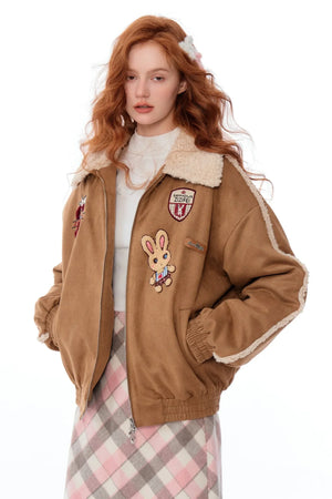 hicken Cotton Bunny Baseball Jacket