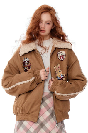 hicken Cotton Bunny Baseball Jacket
