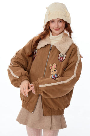 hicken Cotton Bunny Baseball Jacket