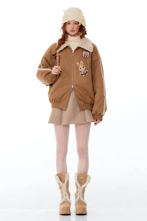 hicken Cotton Bunny Baseball Jacket