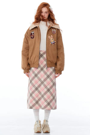 hicken Cotton Bunny Baseball Jacket