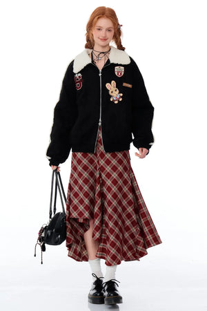 hicken Cotton Bunny Baseball Jacket