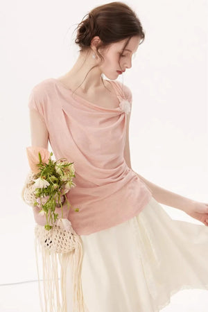 High-Elasticity Draped Knit Top