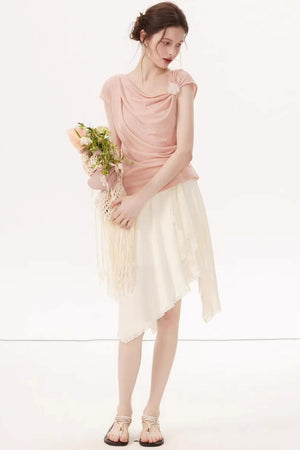 High-Elasticity Draped Knit Top
